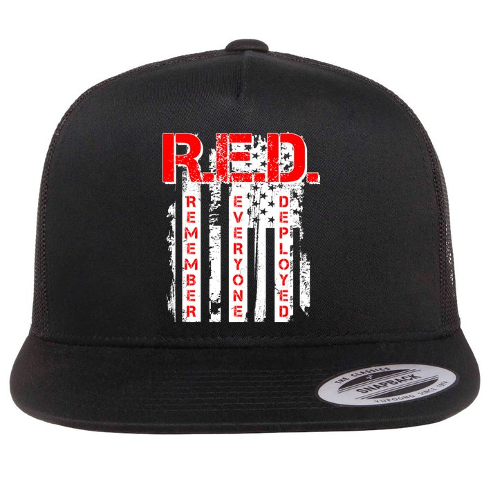 RED Remember Everyone Deployed Distressed Flag Flatbill Hat