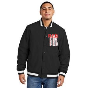 RED Remember Everyone Deployed Distressed Flag Insulated Varsity Jacket