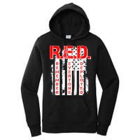 RED Remember Everyone Deployed Distressed Flag Women's Pullover Hoodie
