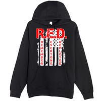RED Remember Everyone Deployed Distressed Flag Premium Pullover Hoodie