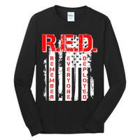 RED Remember Everyone Deployed Distressed Flag Tall Long Sleeve T-Shirt