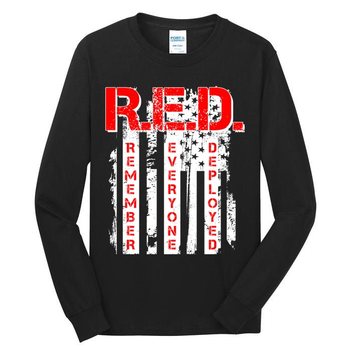 RED Remember Everyone Deployed Distressed Flag Tall Long Sleeve T-Shirt