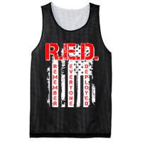 RED Remember Everyone Deployed Distressed Flag Mesh Reversible Basketball Jersey Tank