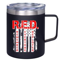 RED Remember Everyone Deployed Distressed Flag 12oz Stainless Steel Coffee Mug