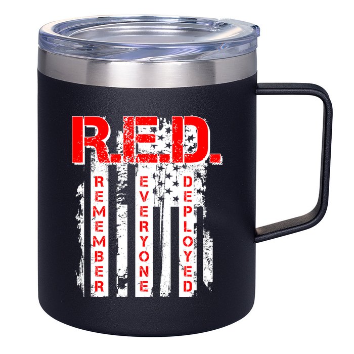 RED Remember Everyone Deployed Distressed Flag 12oz Stainless Steel Coffee Mug
