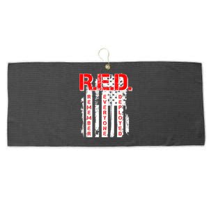 RED Remember Everyone Deployed Distressed Flag Large Microfiber Waffle Golf Towel