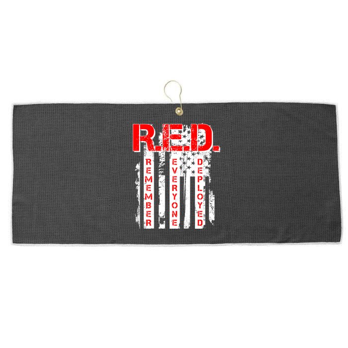 RED Remember Everyone Deployed Distressed Flag Large Microfiber Waffle Golf Towel