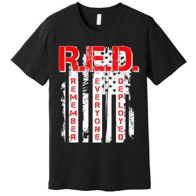 RED Remember Everyone Deployed Distressed Flag Premium T-Shirt