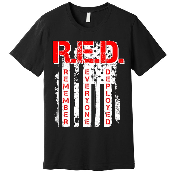 RED Remember Everyone Deployed Distressed Flag Premium T-Shirt
