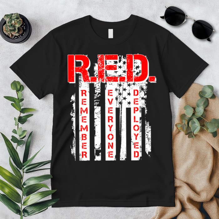 RED Remember Everyone Deployed Distressed Flag Premium T-Shirt