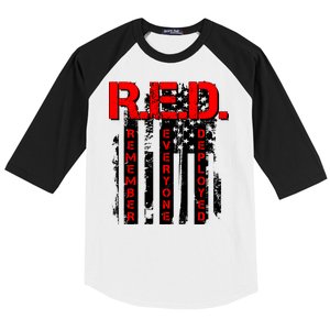 RED Remember Everyone Deployed Distressed Flag Baseball Sleeve Shirt