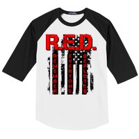 RED Remember Everyone Deployed Distressed Flag Baseball Sleeve Shirt