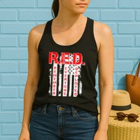 RED Remember Everyone Deployed Distressed Flag Womens Tank Top