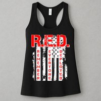 RED Remember Everyone Deployed Distressed Flag Womens Tank Top