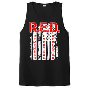 RED Remember Everyone Deployed Distressed Flag PosiCharge Competitor Tank