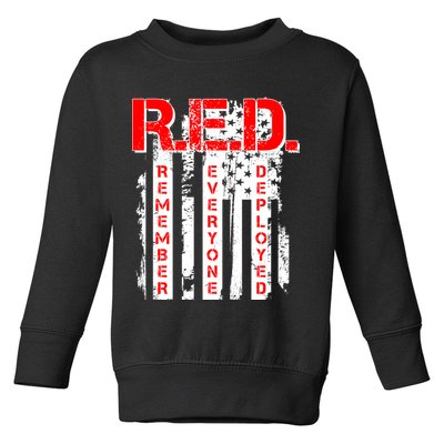 RED Remember Everyone Deployed Distressed Flag Toddler Sweatshirt
