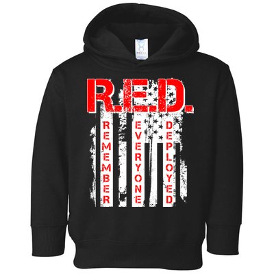 RED Remember Everyone Deployed Distressed Flag Toddler Hoodie