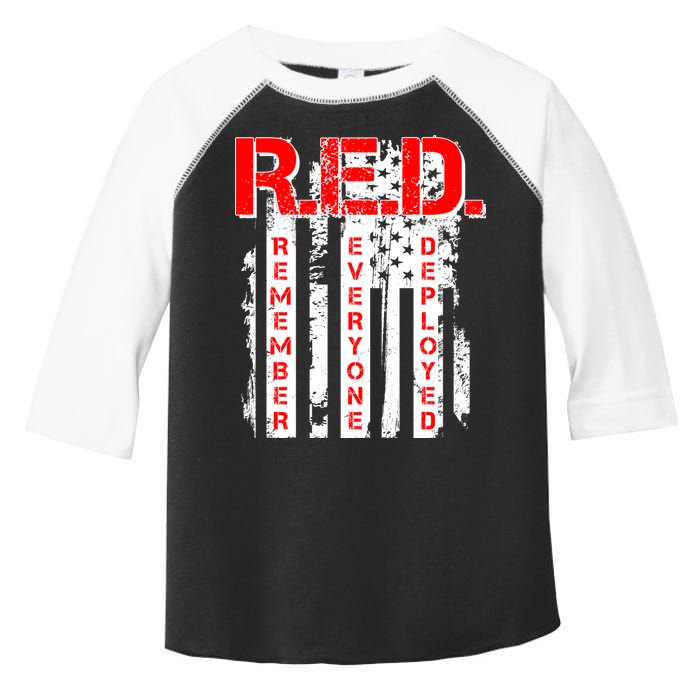RED Remember Everyone Deployed Distressed Flag Toddler Fine Jersey T-Shirt