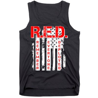RED Remember Everyone Deployed Distressed Flag Tank Top