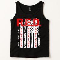 RED Remember Everyone Deployed Distressed Flag Tank Top