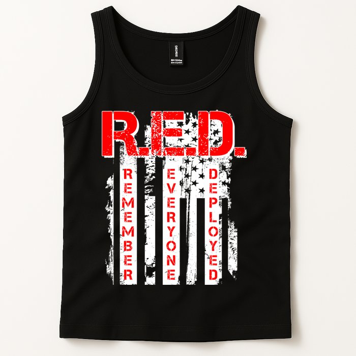 RED Remember Everyone Deployed Distressed Flag Tank Top