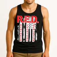 RED Remember Everyone Deployed Distressed Flag Tank Top
