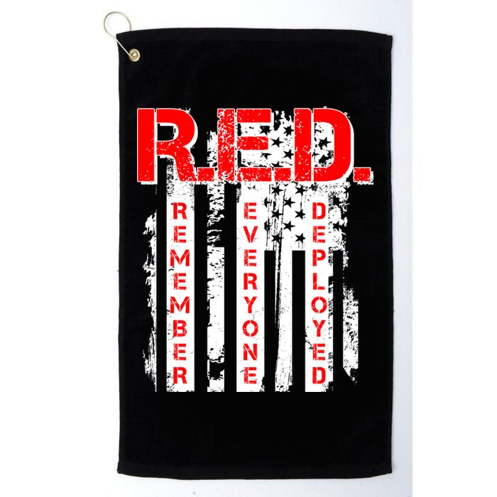 RED Remember Everyone Deployed Distressed Flag Golf Towel