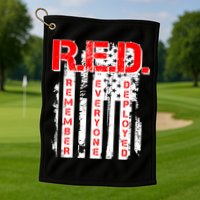 RED Remember Everyone Deployed Distressed Flag Golf Towel