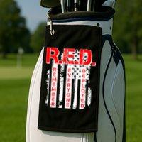 RED Remember Everyone Deployed Distressed Flag Golf Towel