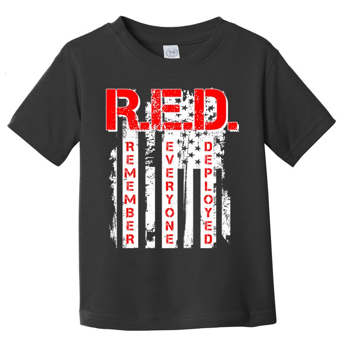 RED Remember Everyone Deployed Distressed Flag Toddler T-Shirt