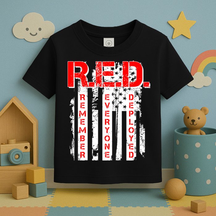 RED Remember Everyone Deployed Distressed Flag Toddler T-Shirt