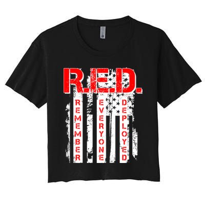 RED Remember Everyone Deployed Distressed Flag Crop Top