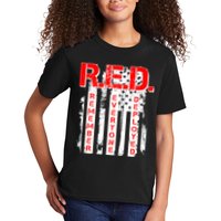 RED Remember Everyone Deployed Distressed Flag Kids T-Shirt
