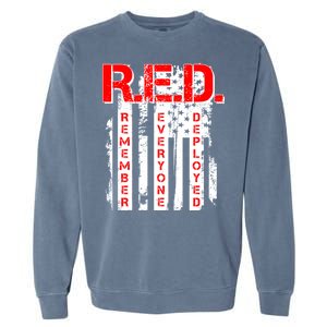 RED Remember Everyone Deployed Distressed Flag Garment-Dyed Sweatshirt