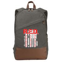 RED Remember Everyone Deployed Distressed Flag Cotton Canvas Backpack