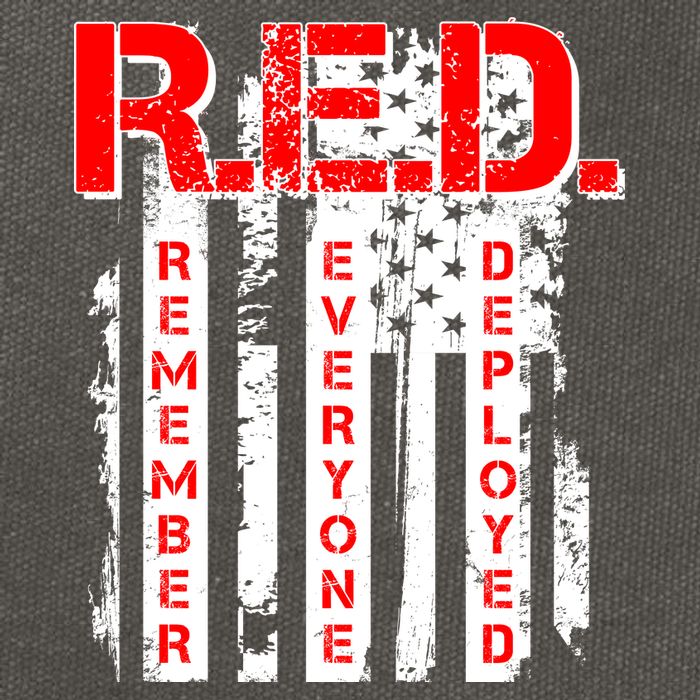RED Remember Everyone Deployed Distressed Flag Cotton Canvas Backpack