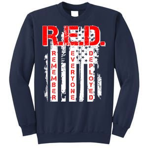 RED Remember Everyone Deployed Distressed Flag Sweatshirt