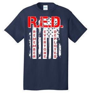 RED Remember Everyone Deployed Distressed Flag Tall T-Shirt