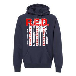 RED Remember Everyone Deployed Distressed Flag Premium Hoodie