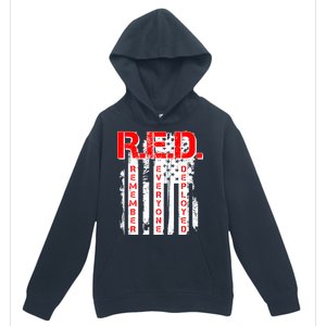 RED Remember Everyone Deployed Distressed Flag Urban Pullover Hoodie