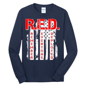 RED Remember Everyone Deployed Distressed Flag Tall Long Sleeve T-Shirt