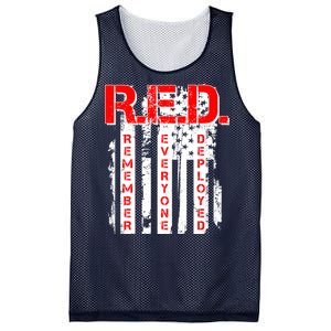 RED Remember Everyone Deployed Distressed Flag Mesh Reversible Basketball Jersey Tank