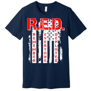 RED Remember Everyone Deployed Distressed Flag Premium T-Shirt