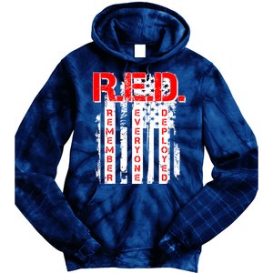 RED Remember Everyone Deployed Distressed Flag Tie Dye Hoodie