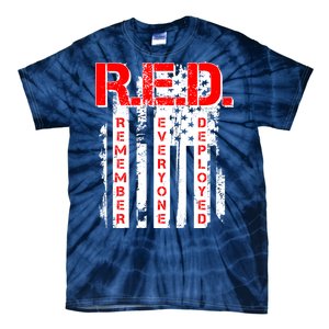 RED Remember Everyone Deployed Distressed Flag Tie-Dye T-Shirt