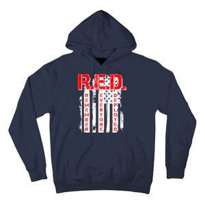 RED Remember Everyone Deployed Distressed Flag Tall Hoodie