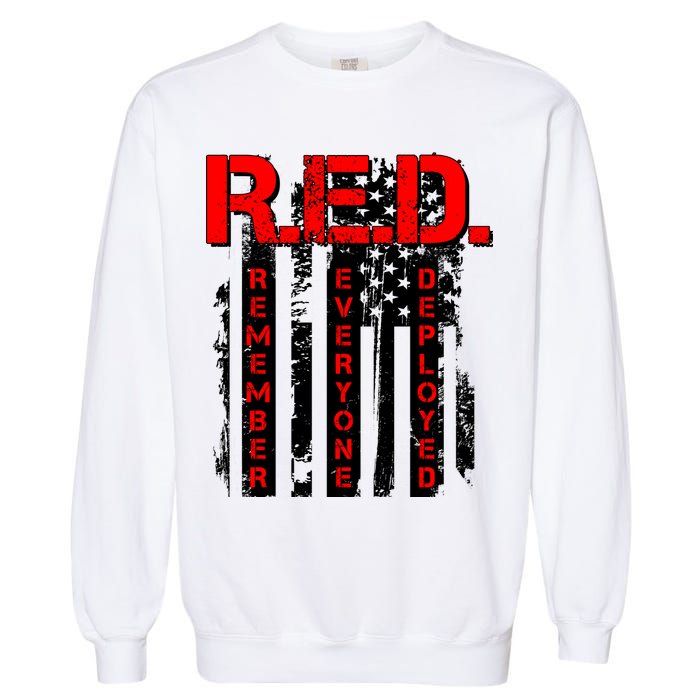 RED Remember Everyone Deployed Distressed Flag Garment-Dyed Sweatshirt