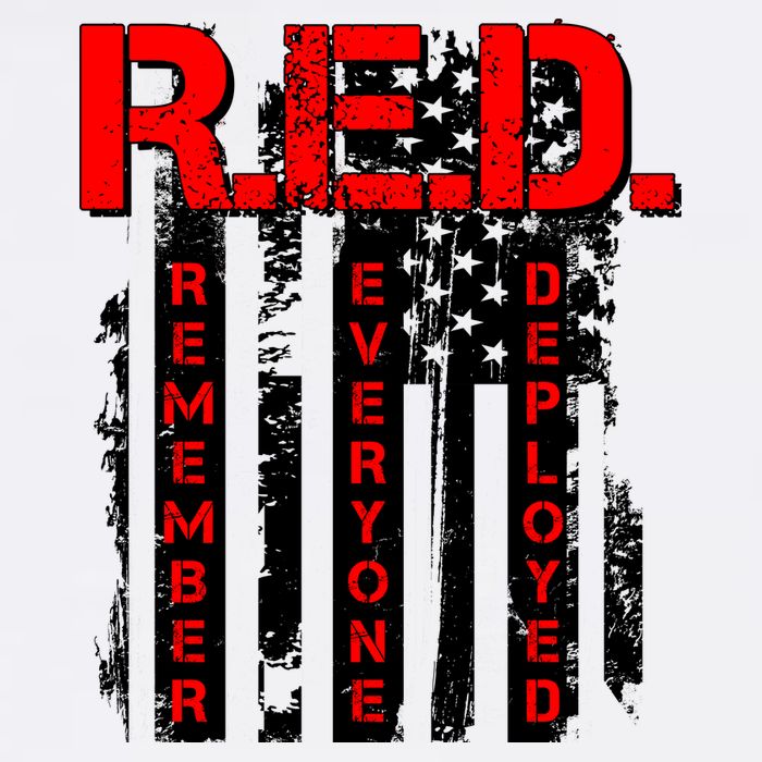 RED Remember Everyone Deployed Distressed Flag Garment-Dyed Sweatshirt