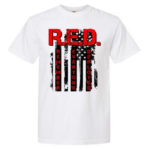 RED Remember Everyone Deployed Distressed Flag Garment-Dyed Heavyweight T-Shirt