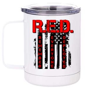 RED Remember Everyone Deployed Distressed Flag 12 oz Stainless Steel Tumbler Cup